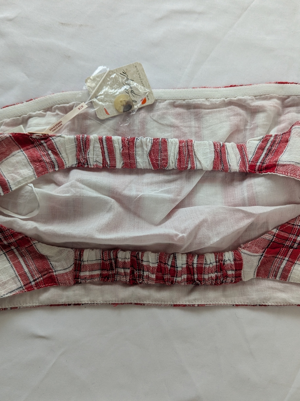 Free People Red and White Plaid Maxi Skirt with Side Bow And Matching Crop Top - Picture 12 of 12